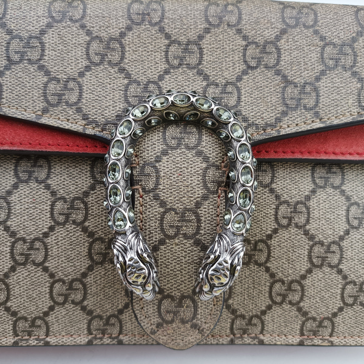Pre-owned Gucci Dionysus beige×red PVC coated canvas × suede 499623 shoulderbag | stylenewstar
