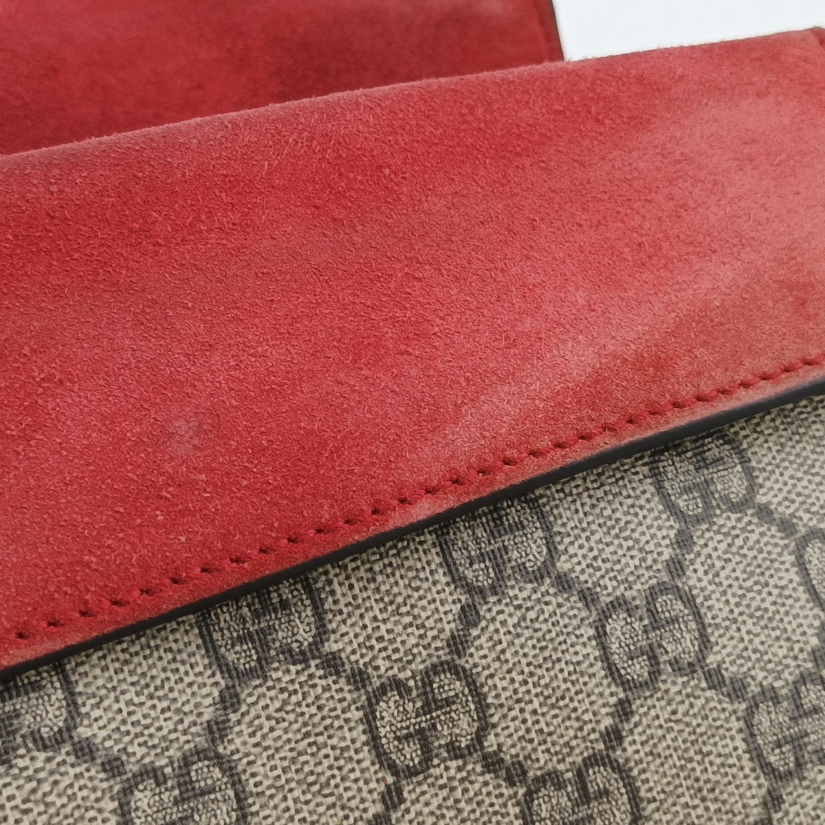 Pre-owned Gucci Dionysus beige×red PVC coated canvas × suede 499623 shoulderbag | stylenewstar