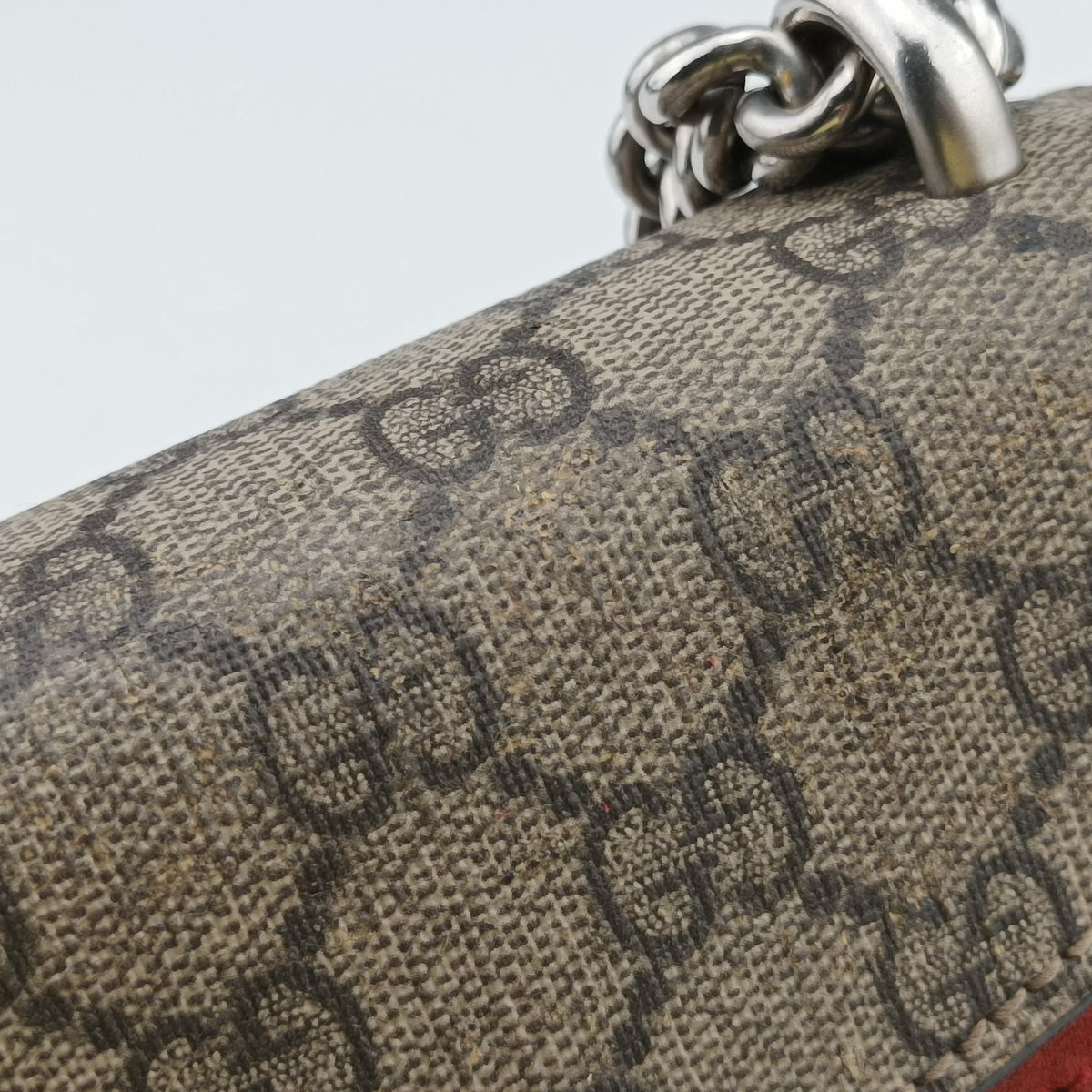 Pre-owned Gucci Dionysus beige×red PVC coated canvas × suede 499623 shoulderbag | stylenewstar