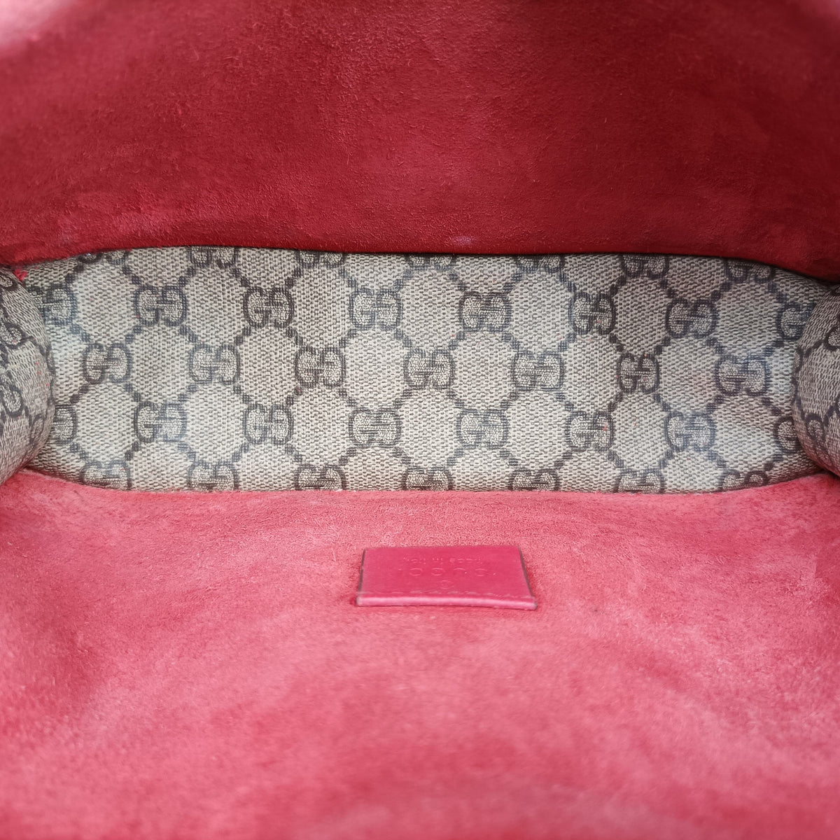 Pre-owned Gucci Dionysus beige×red PVC coated canvas × suede 499623 shoulderbag | stylenewstar