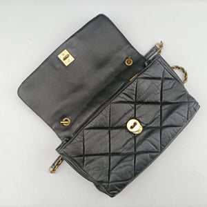 Pre-owned Ferragamo Vara Quilted Black Leather  shoulderbag | stylenewstar
