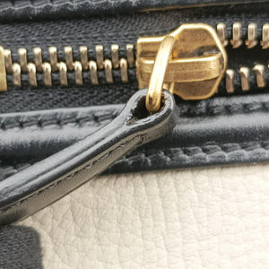 Pre-owned Celine Luggage Mini Shopper Beige x Black x Green leather  handbag | stylenewstar