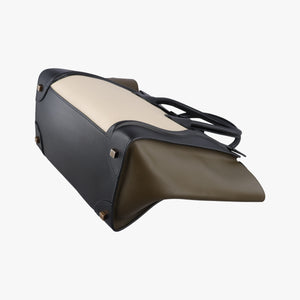 Pre-owned Celine Luggage Mini Shopper Beige x Black x Green leather  handbag | stylenewstar