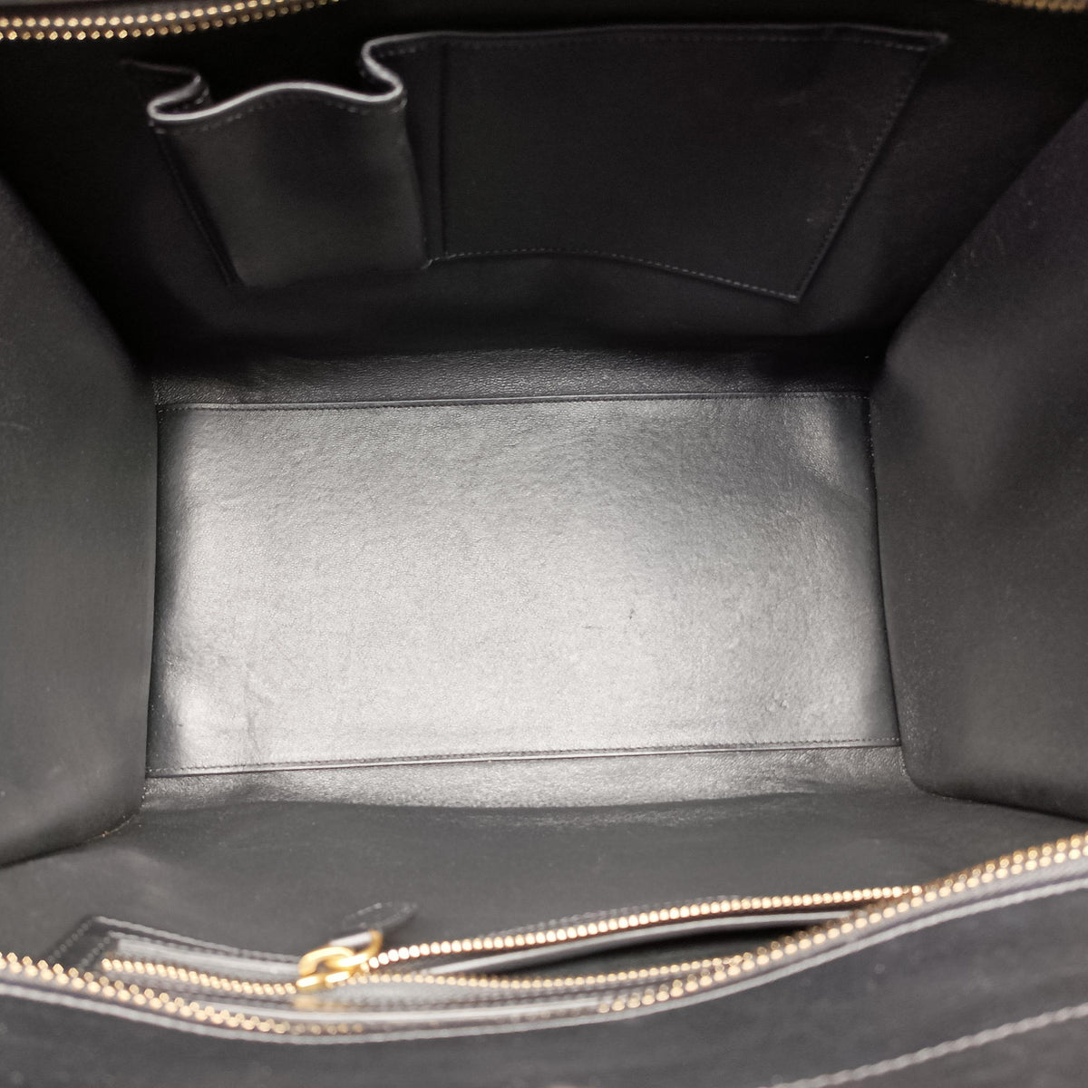 Pre-owned Celine Luggage Mini Shopper Beige x Black x Green leather  handbag | stylenewstar