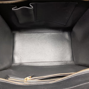 Pre-owned Celine Luggage Mini Shopper Beige x Black x Green leather  handbag | stylenewstar