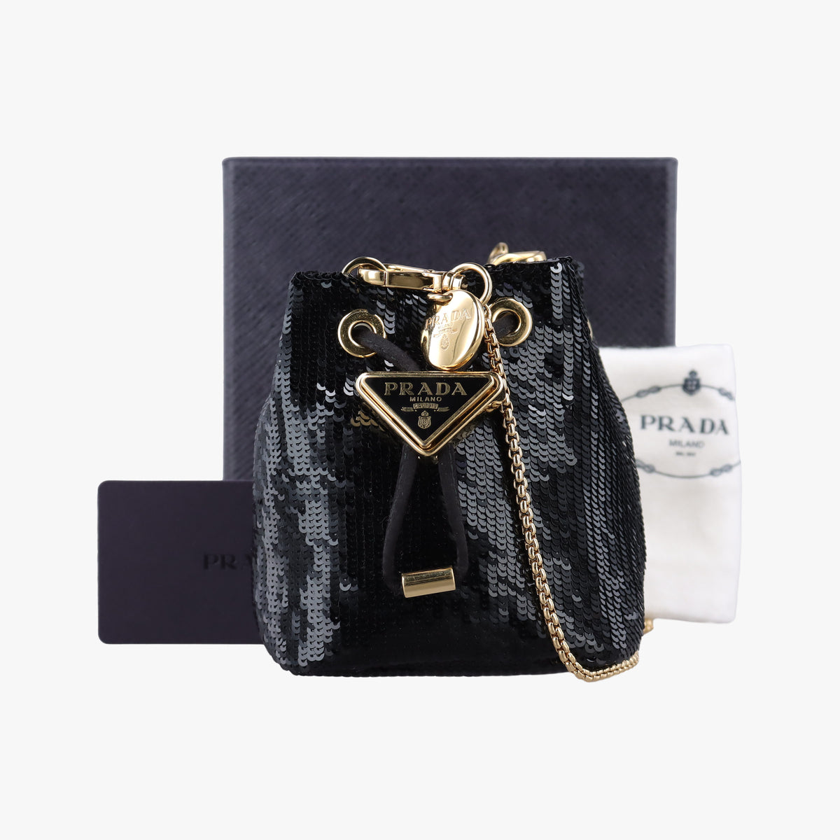 Pre-owned Prada Mini Drawstring Black Sequins 1NR016 shoulderbag | stylenewstar