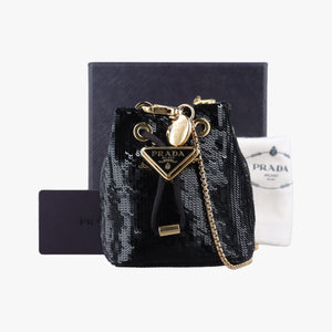 Pre-owned Prada Mini Drawstring Black Sequins 1NR016 shoulderbag | stylenewstar