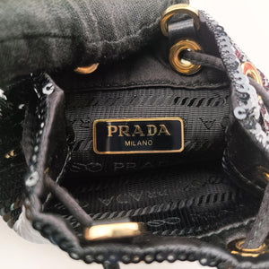 Pre-owned Prada Mini Drawstring Black Sequins 1NR016 shoulderbag | stylenewstar