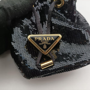 Pre-owned Prada Mini Drawstring Black Sequins 1NR016 shoulderbag | stylenewstar