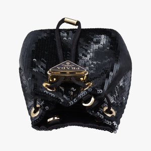 Pre-owned Prada Mini Drawstring Black Sequins 1NR016 shoulderbag | stylenewstar