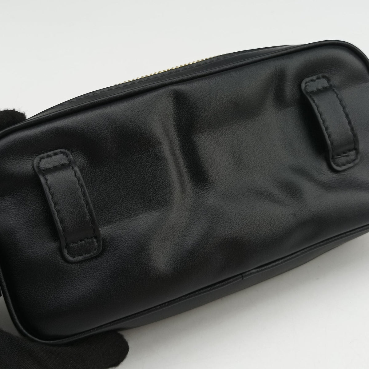Pre-owned Miu Miu Logo belt Black leather  bum bag/waist bag | stylenewstar