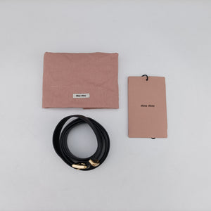 Pre-owned Miu Miu Logo belt Black leather  bum bag/waist bag | stylenewstar