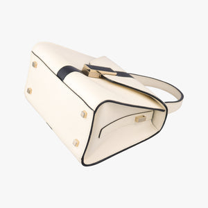 Pre-owned Valextra Iside White × Black Leather  shoulderbag | stylenewstar