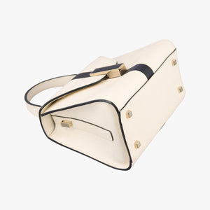 Pre-owned Valextra Iside White × Black Leather  shoulderbag | stylenewstar