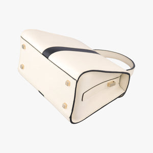 Pre-owned Valextra Iside White × Black Leather  shoulderbag | stylenewstar