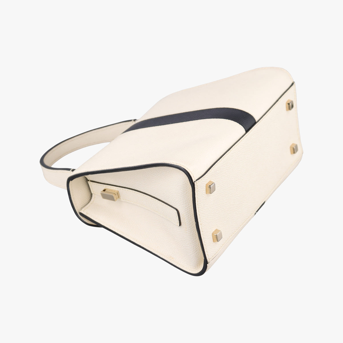 Pre-owned Valextra Iside White × Black Leather  shoulderbag | stylenewstar