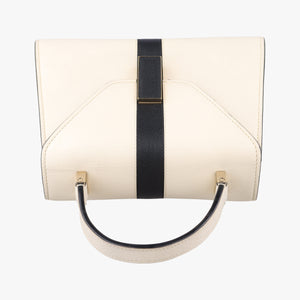 Pre-owned Valextra Iside White × Black Leather  shoulderbag | stylenewstar