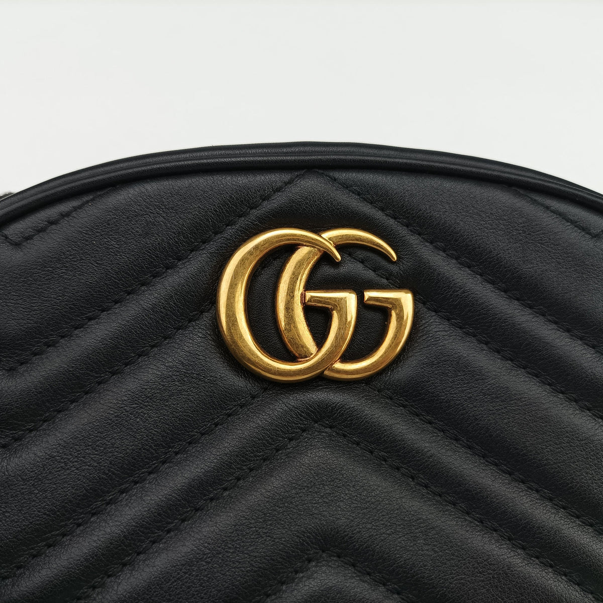 Pre-owned Gucci GG Marmont Black Leather 476434 bum bag/waist bag | stylenewstar