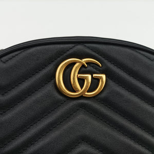 Pre-owned Gucci GG Marmont Black Leather 476434 bum bag/waist bag | stylenewstar
