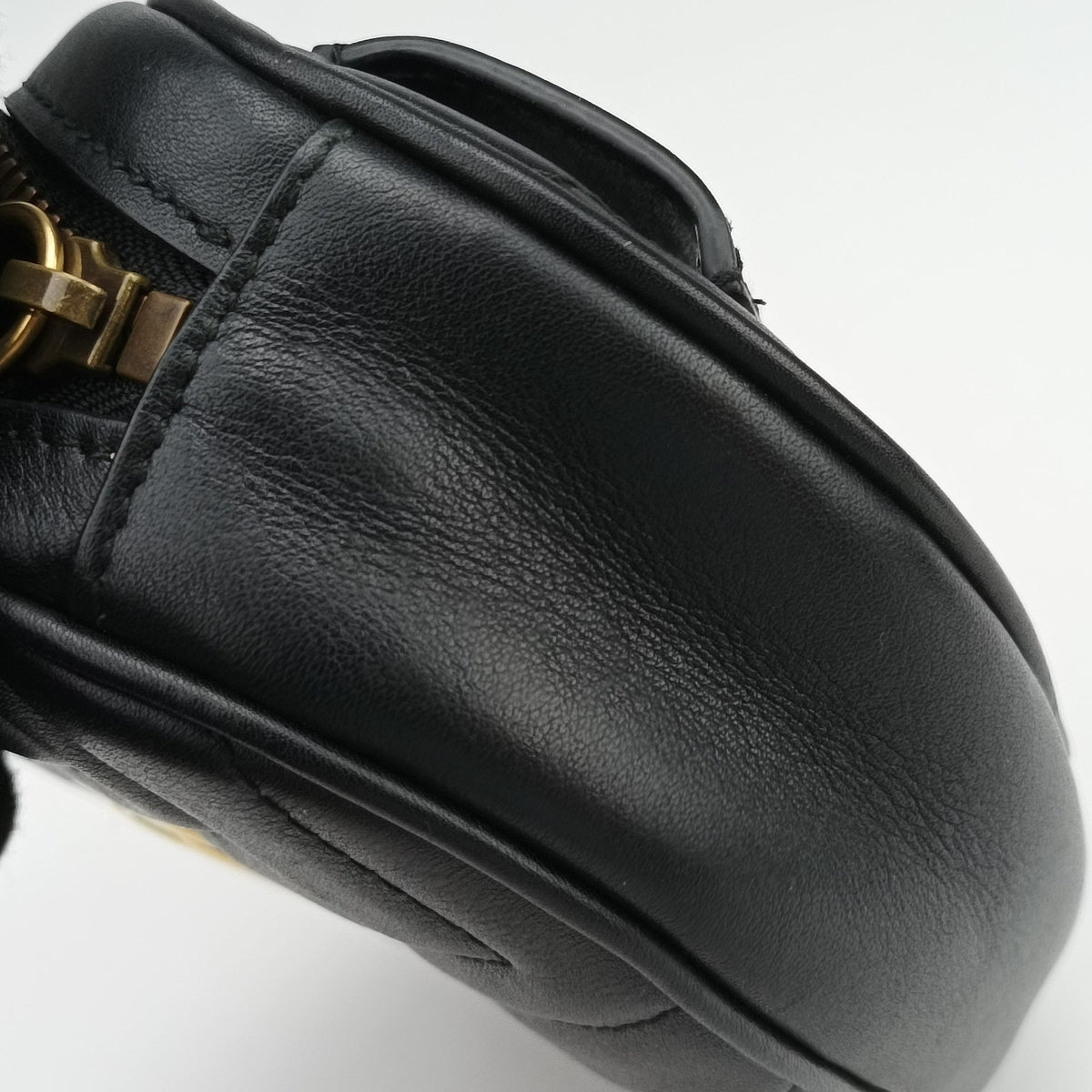 Pre-owned Gucci GG Marmont Black Leather 476434 bum bag/waist bag | stylenewstar