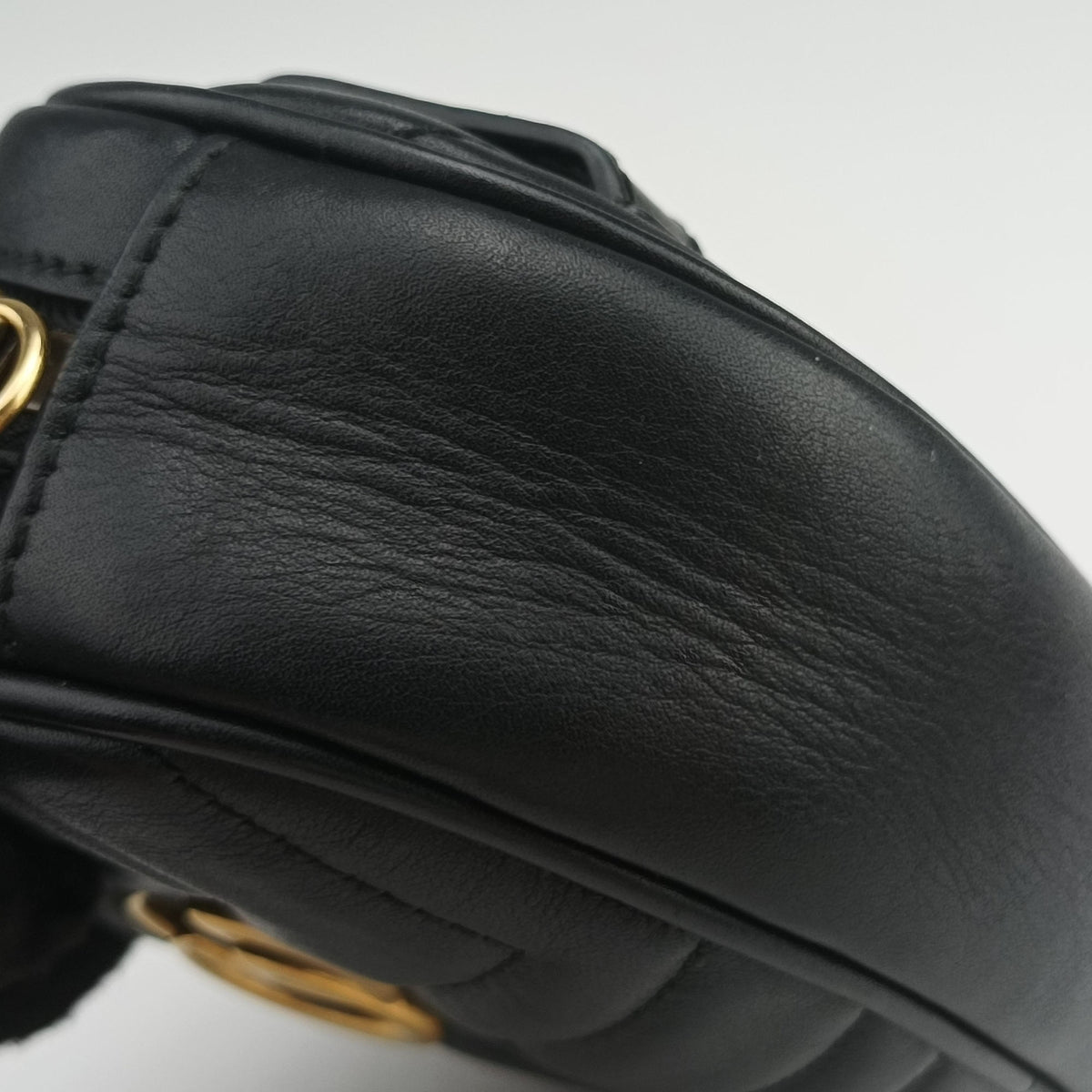 Pre-owned Gucci GG Marmont Black Leather 476434 bum bag/waist bag | stylenewstar