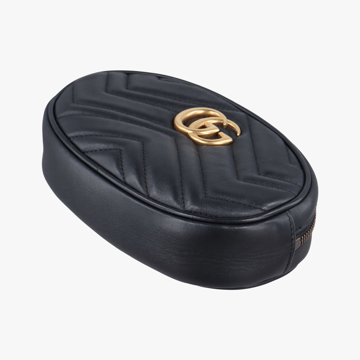Pre-owned Gucci GG Marmont Black Leather 476434 bum bag/waist bag | stylenewstar