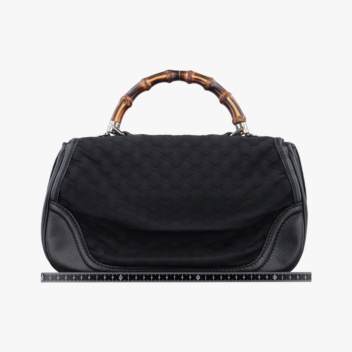 Pre-owned Gucci New Bamboo Black canvas× leather 240241 shoulderbag | stylenewstar