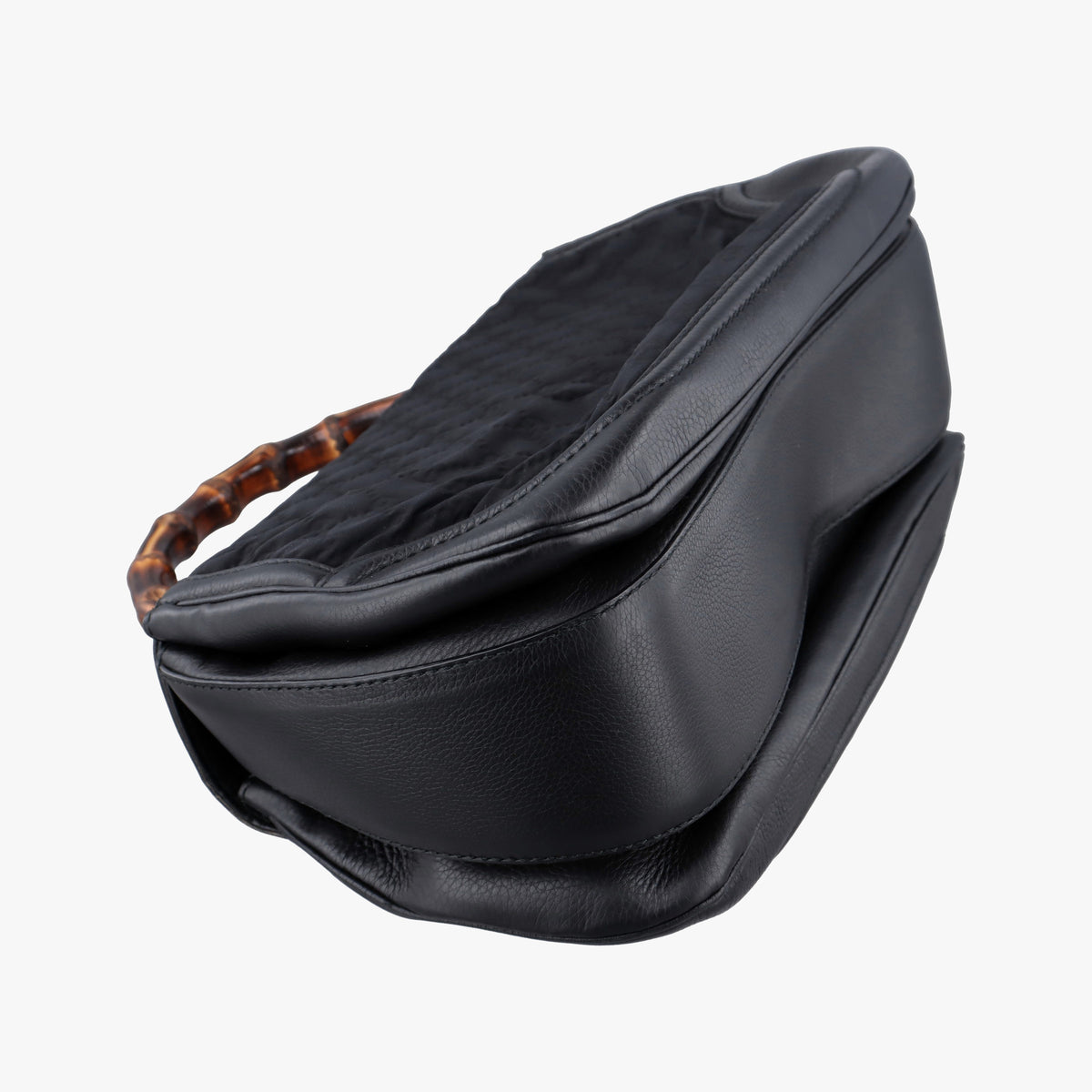 Pre-owned Gucci New Bamboo Black canvas× leather 240241 shoulderbag | stylenewstar
