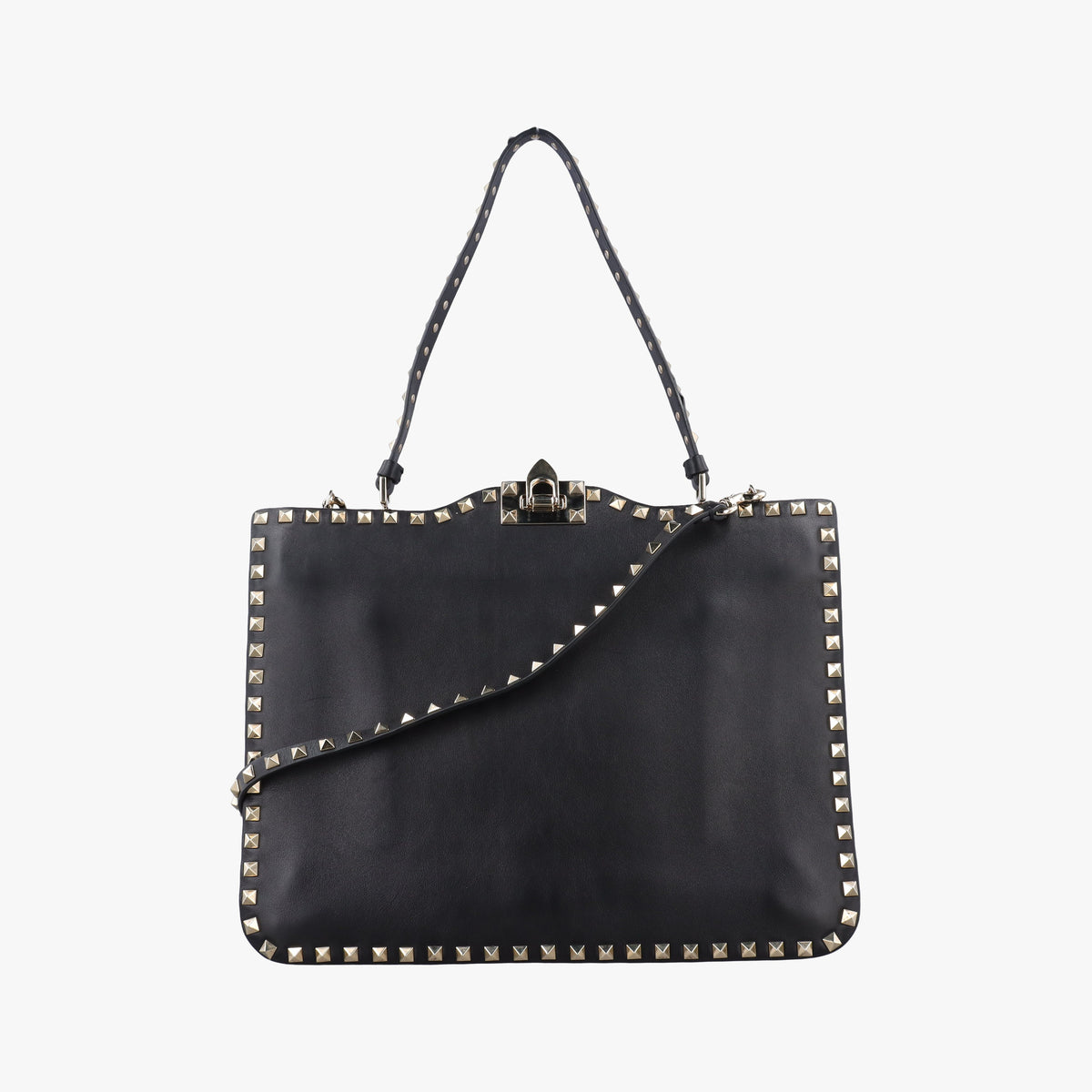 Pre-owned Valentino Rockstud Black Leather  shoulderbag | stylenewstar