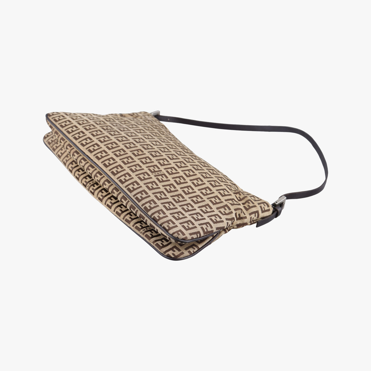 Pre-owned Fendi Zucchino Baguette Beige ×Brown Canvas×Leather 8BR002 handbag | stylenewstar
