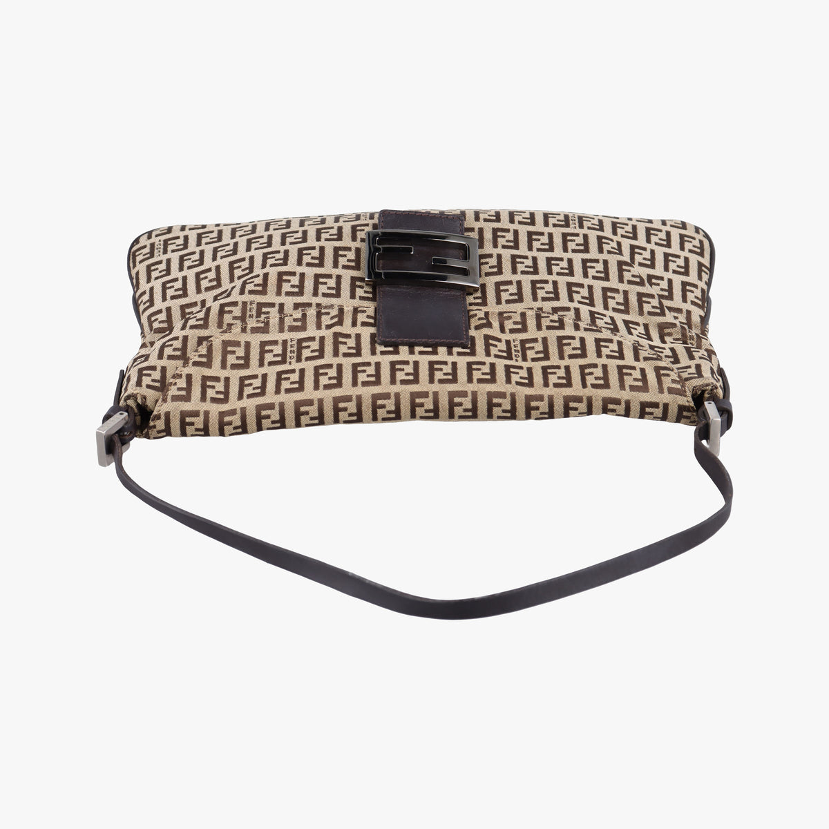 Pre-owned Fendi Zucchino Baguette Beige ×Brown Canvas×Leather 8BR002 handbag | stylenewstar