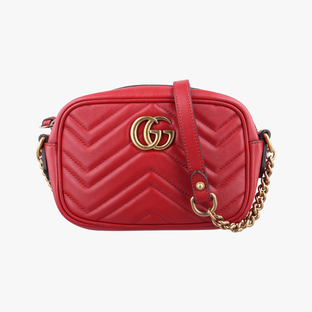 Secondhand Gucci GG Marmont Red Leather 448065 shoulderbag | stylenewstar