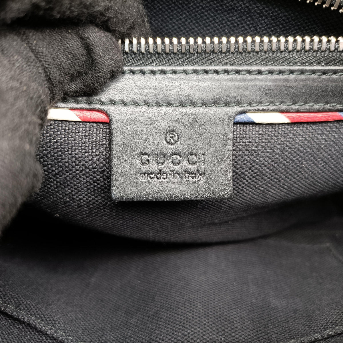 Vintage Gucci Night Courrier badge embellished Black×multi PVC coated canvas 474293 bum bag/waist bag | stylenewstar