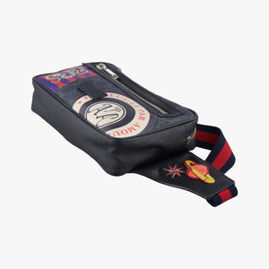Vintage Gucci Night Courrier badge embellished Black×multi PVC coated canvas 474293 bum bag/waist bag | stylenewstar
