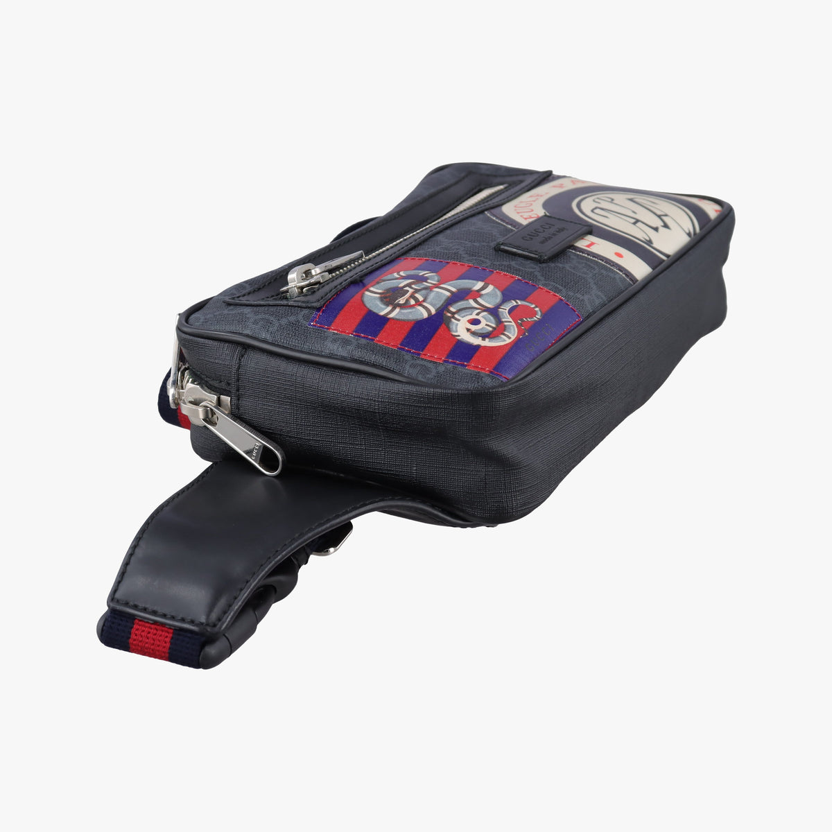Vintage Gucci Night Courrier badge embellished Black×multi PVC coated canvas 474293 bum bag/waist bag | stylenewstar