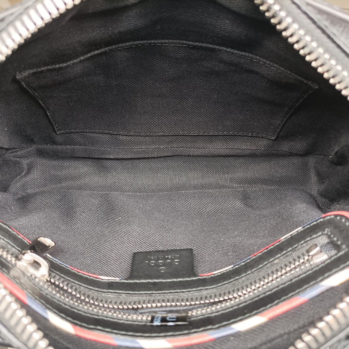 Vintage Gucci Night Courrier badge embellished Black×multi PVC coated canvas 474293 bum bag/waist bag | stylenewstar