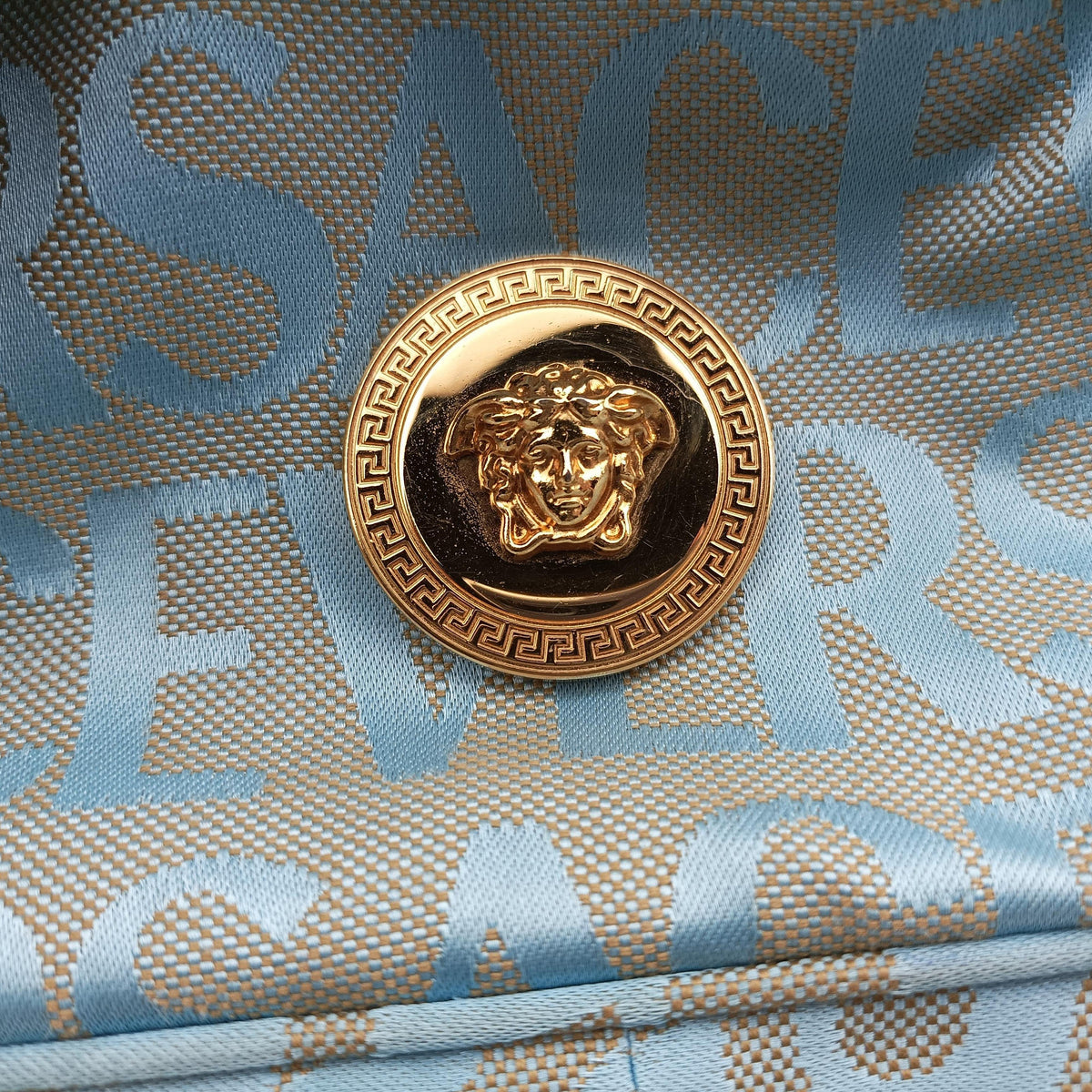Secondhand VERSACE Medusa blue Fabric  shoulderbag | stylenewstar