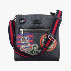 Vintage Gucci GG Supreme Courrier Messenger Black×Multicolour PVC coated canvas×Leather 474137 shoulderbag | stylenewstar