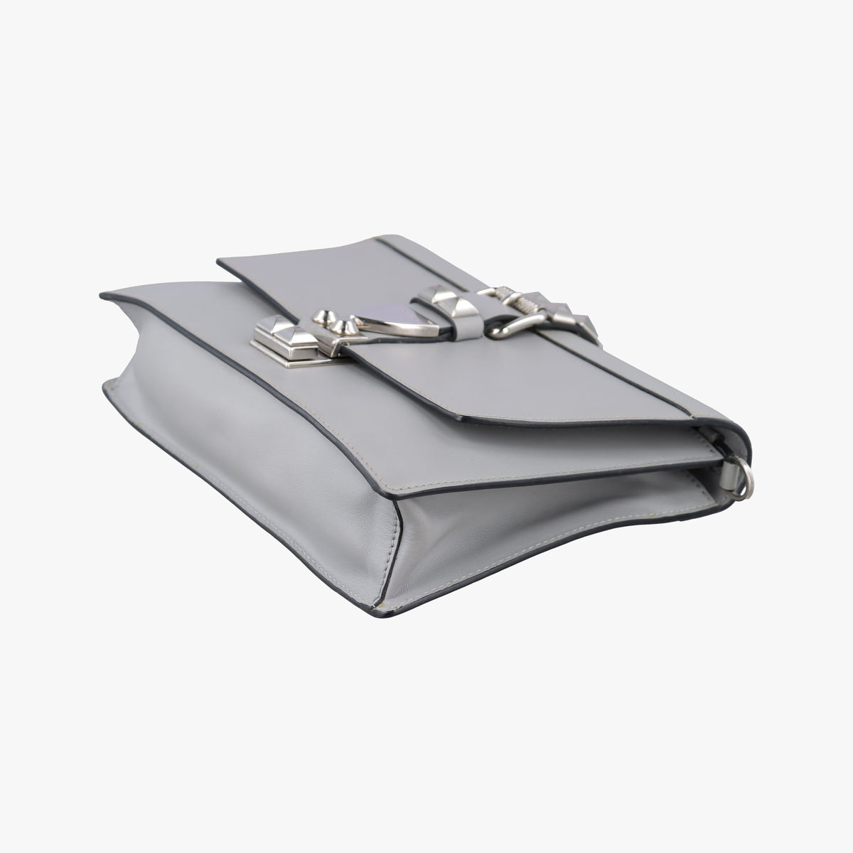 Pre-owned Prada Electra Studded Grey leather 1BD120 shoulderbag | stylenewstar