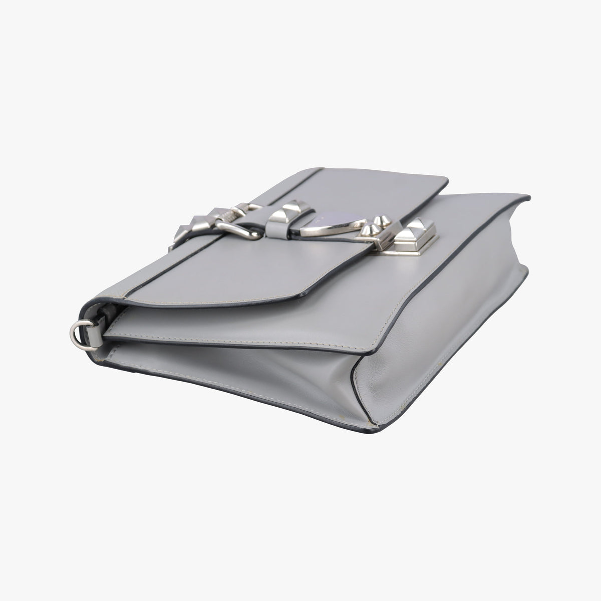 Pre-owned Prada Electra Studded Grey leather 1BD120 shoulderbag | stylenewstar