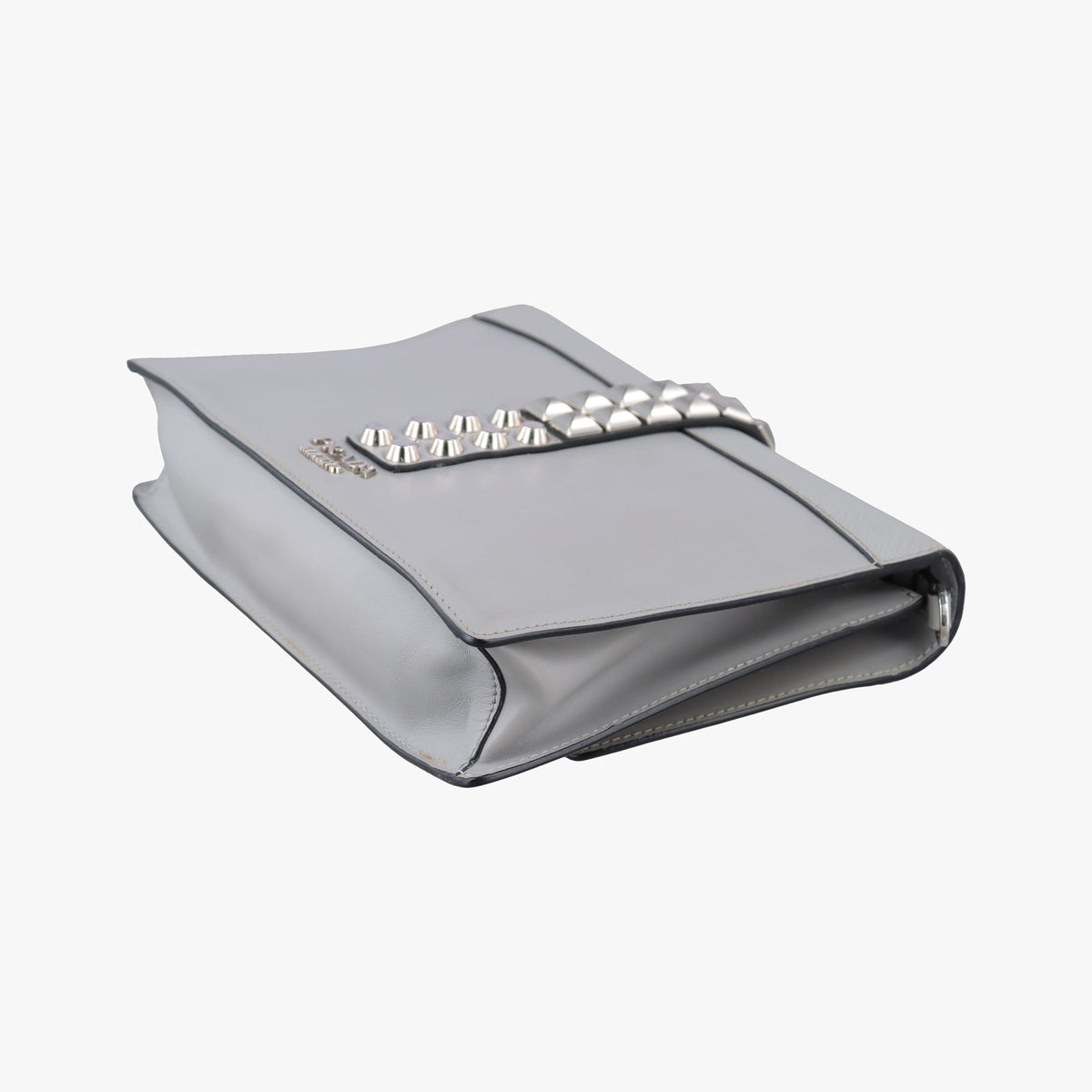Pre-owned Prada Electra Studded Grey leather 1BD120 shoulderbag | stylenewstar