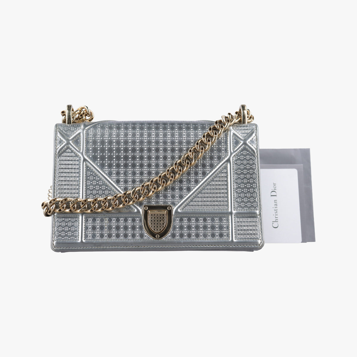 Pre-owned Christian Dior Diorama Silver Patent  shoulderbag | stylenewstar