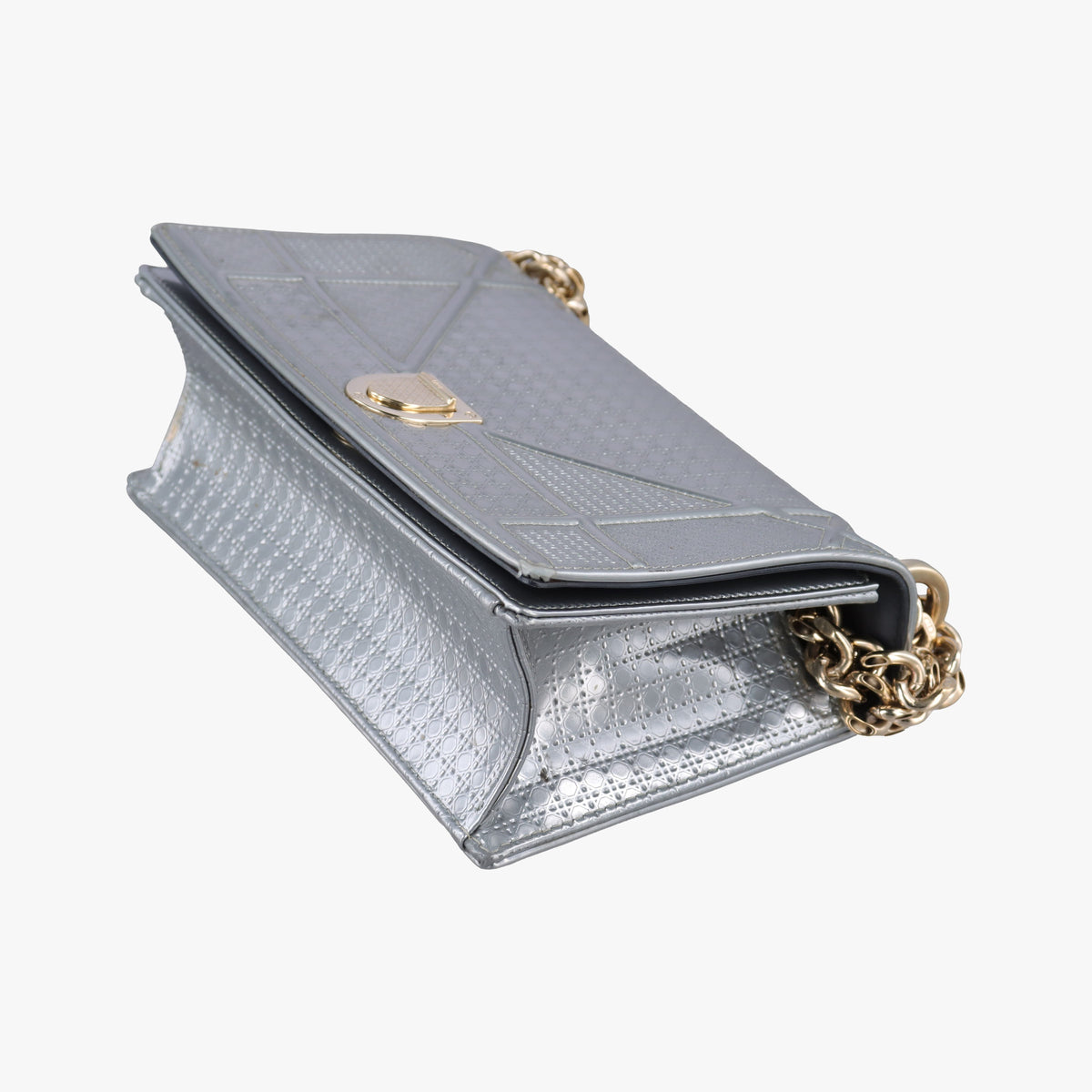 Pre-owned Christian Dior Diorama Silver Patent  shoulderbag | stylenewstar