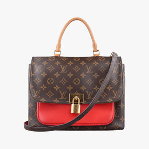 Pre-owned Louis Vuitton MARIGNAN Brown × Coquelicot Monogram Canvas×calf leather M44286 shoulderbag | stylenewstar