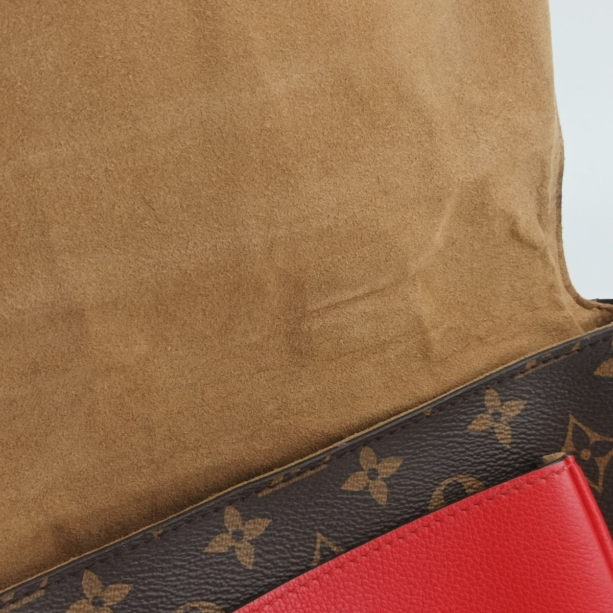 Pre-owned Louis Vuitton MARIGNAN Brown × Coquelicot Monogram Canvas×calf leather M44286 shoulderbag | stylenewstar