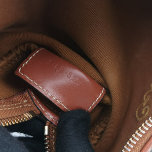Pre-owned Celine Triomphe Boston Brown PVC coated canvas x leather  shoulderbag | stylenewstar