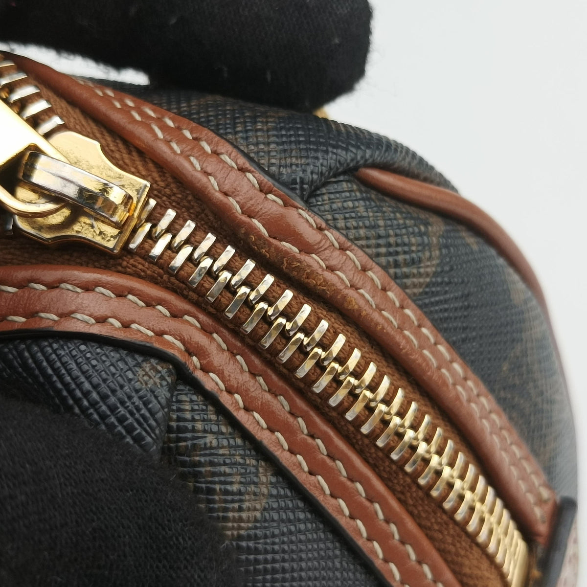 Pre-owned Celine Triomphe Boston Brown PVC coated canvas x leather  shoulderbag | stylenewstar