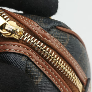 Pre-owned Celine Triomphe Boston Brown PVC coated canvas x leather  shoulderbag | stylenewstar
