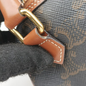 Pre-owned Celine Triomphe Boston Brown PVC coated canvas x leather  shoulderbag | stylenewstar
