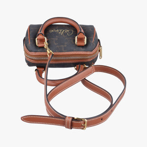 Pre-owned Celine Triomphe Boston Brown PVC coated canvas x leather  shoulderbag | stylenewstar